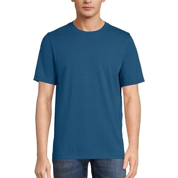 NWOT Lands' End Men's XXL Teal Blue Crew Neck T-Shirt 100% Cotton - Picture 1 of 7
